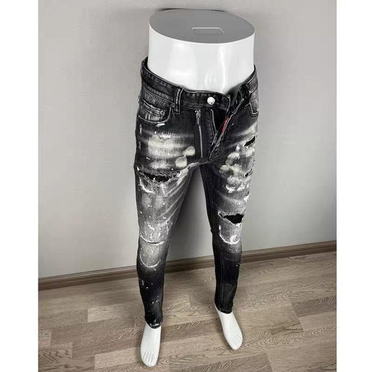 Slim-Fit Distressed Denim Jeans