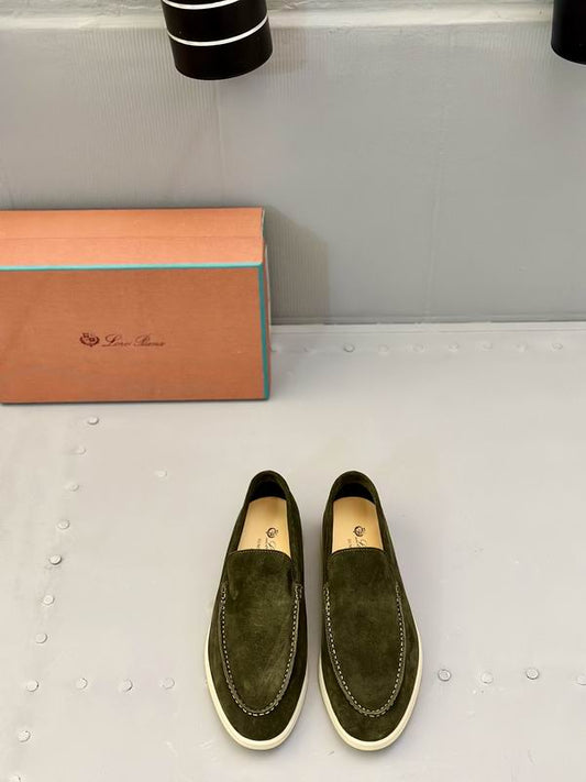 Olive Suede Slip-On Loafers